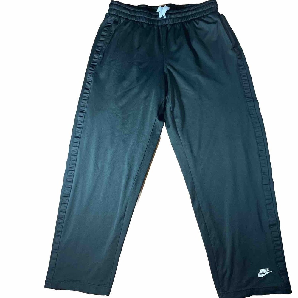 Vtg Nike Mens XL Black Lined Track Pants Mini Swoosh‎ Wide Leg 90s Streetwear